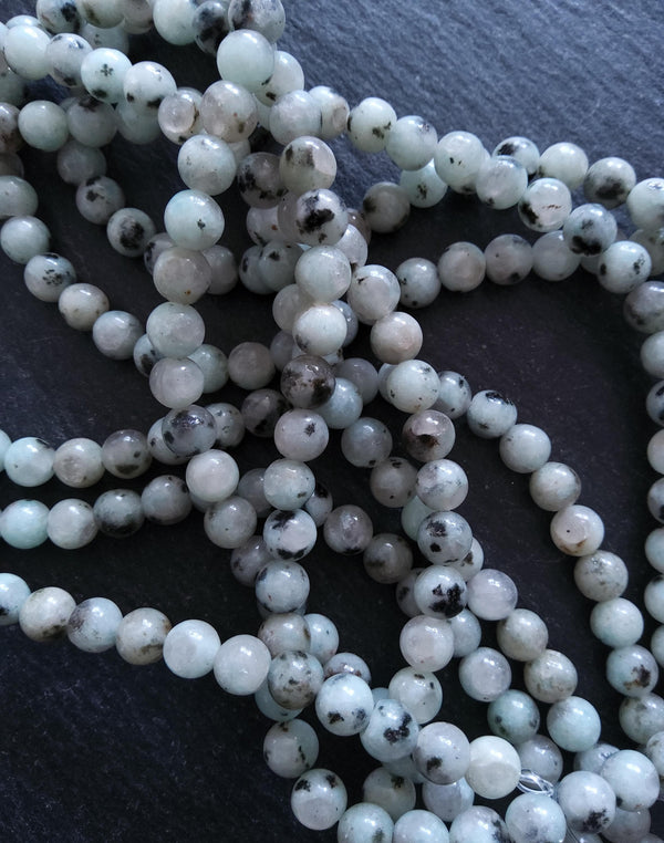 6.5mm Kiwi Sesame Jasper Natural Undyed Round Beads Full 15.7 inch Strand Hole: 1mm