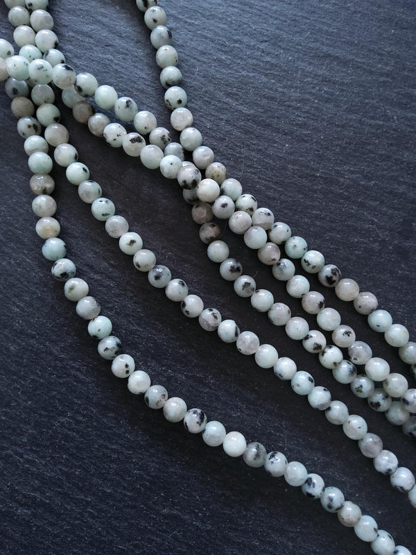 6.5mm Kiwi Sesame Jasper Natural Undyed Round Beads Full 15.7 inch Strand Hole: 1mm