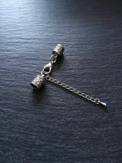 Antique Silver Tone Patterned End Cap Sets for 5mm Cord (5.5mm caps) - ContentedCatz
