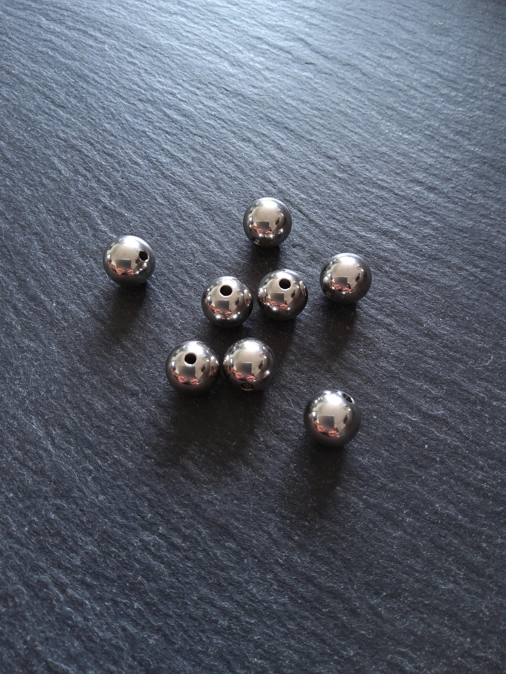 4 or 20 Stainless Steel 10mm Solid Round Spacer Beads Non-Tarnish. 10x9mm Hole 2mm