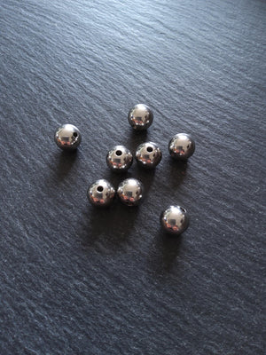 4 or 20 Stainless Steel 10mm Solid Round Spacer Beads Non-Tarnish. 10x9mm Hole 2mm