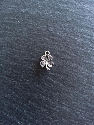 20 or 100 Four Leaf Clover Charms Antique Silver Tone 11x15x2mm
