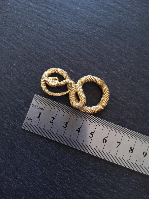 Snake Infinity Pendant Antique Gold Stainless Steel 27x50x9mm
