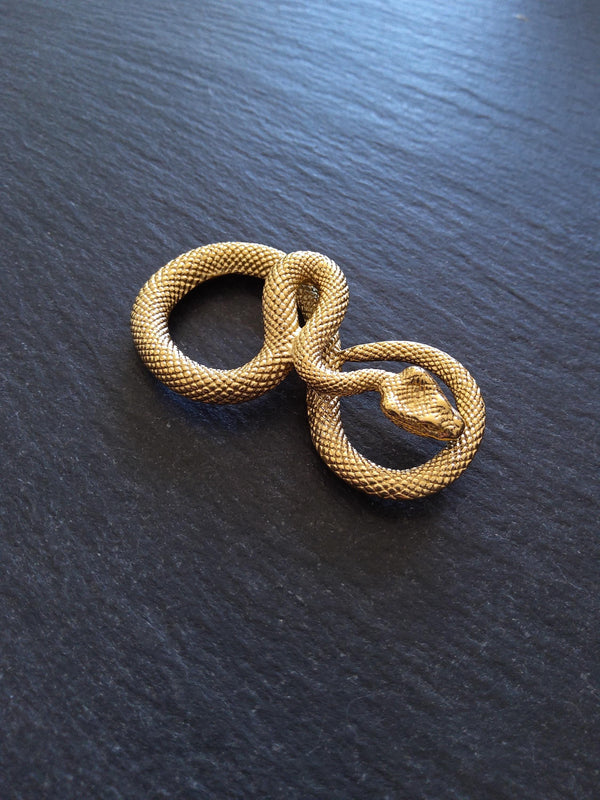 Snake Infinity Pendant Antique Gold Stainless Steel 27x50x9mm