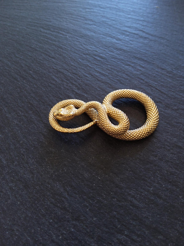 Snake Infinity Pendant Antique Gold Stainless Steel 27x50x9mm