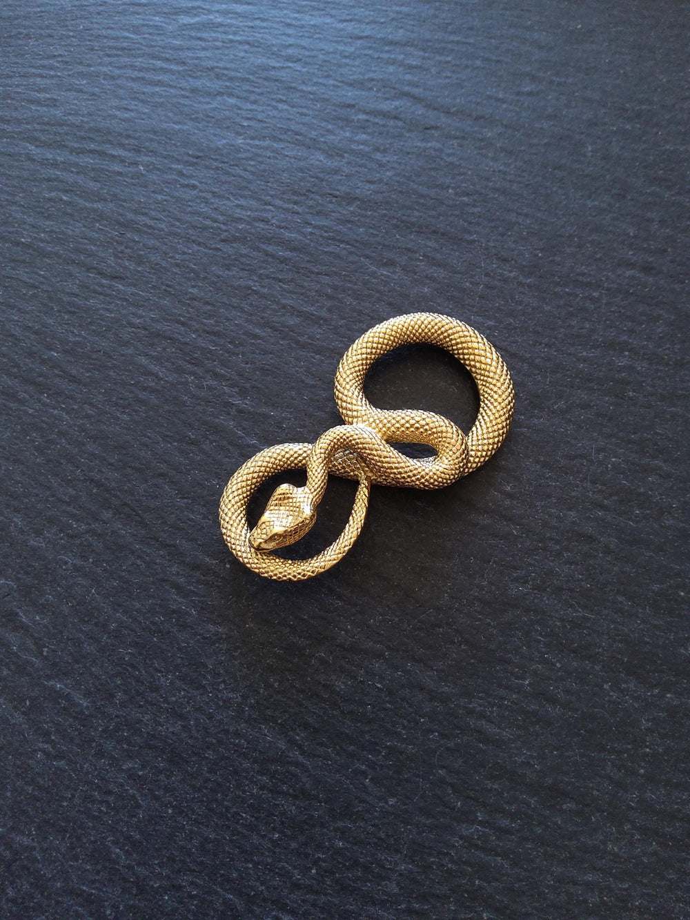 Snake Infinity Pendant Antique Gold Stainless Steel 27x50x9mm