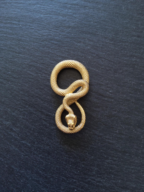 Snake Infinity Pendant Antique Gold Stainless Steel 27x50x9mm