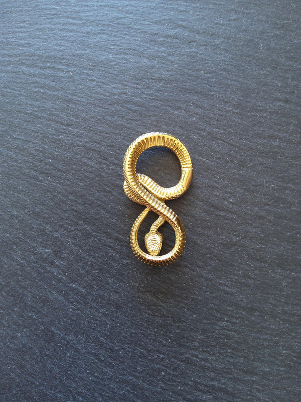 Snake Infinity Pendant Antique Gold Stainless Steel 27x50x9mm