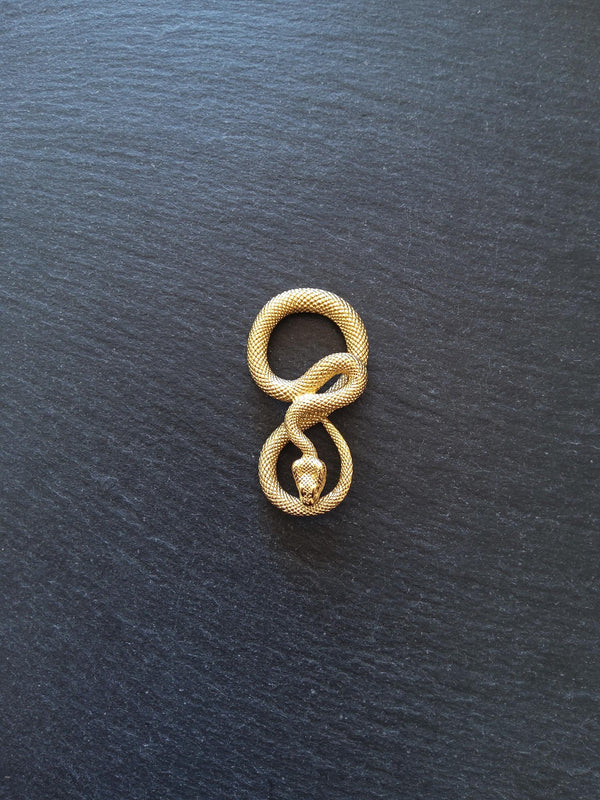 Snake Infinity Pendant Antique Gold Stainless Steel 27x50x9mm