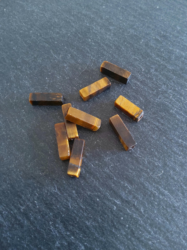 20 Natural Tigers Eye Beads Rectangle 14x5x5mm Hole: 1.6mm