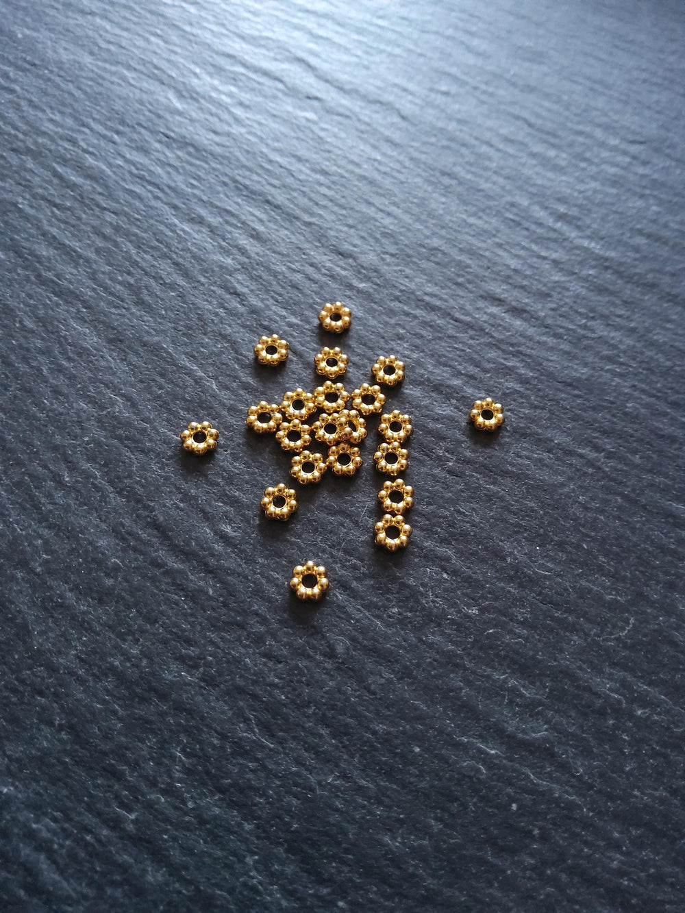10 Genuine 18K Gold Ion Plated 4mm Stainless Steel Daisy Spacer Beads 4x1.5mm Hole: 1.4mm