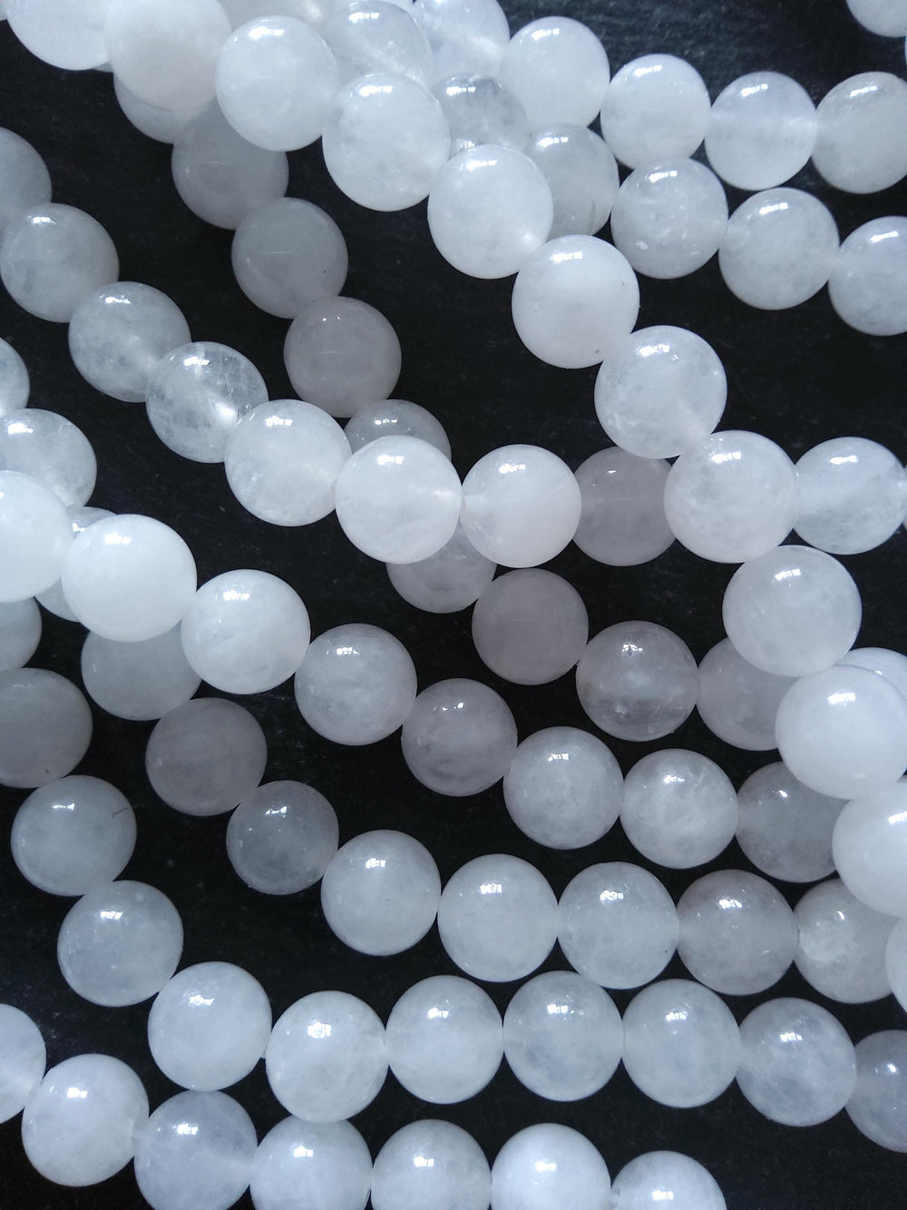 8.5mm Natural White Jade Round Beads Full 16 inch Strand Hole: 1mm