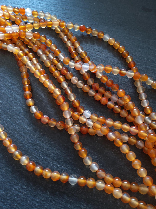 6.2mm Carnelian Beads Grade A Natural Dyed Round Polished Full 14.5 inch Strand