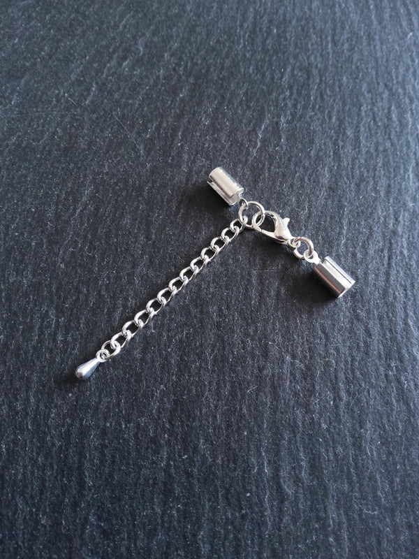 Silver Plated Crimp End Sets for 4mm to 4.5mm Round Cord - ContentedCatz