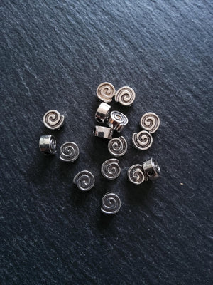 20 or 100 Spiral 8mm Silver Tone Metal Alloy Beads 8.5x8x4mm Hole: 2.3mm