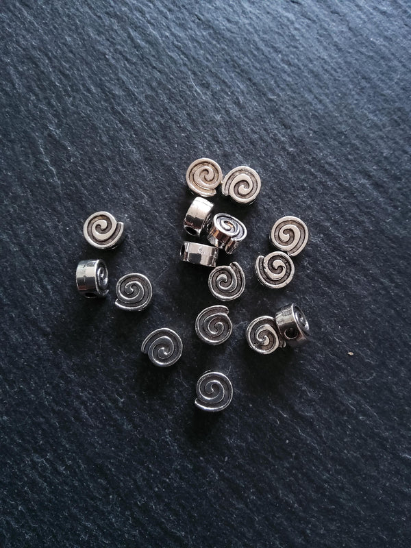 20 or 100 Spiral 8mm Silver Tone Metal Alloy Beads 8.5x8x4mm Hole: 2.3mm