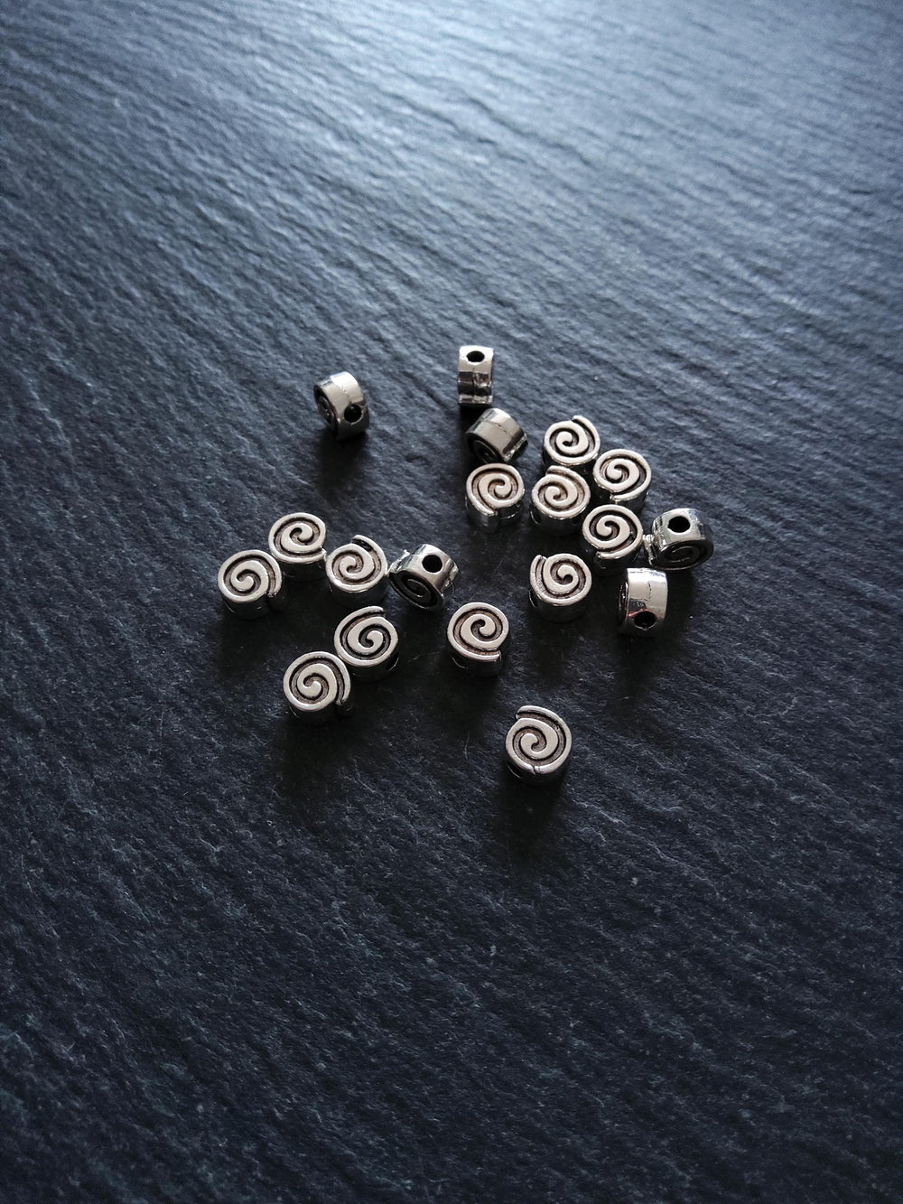 40 or 200 Spiral 6mm Silver Tone Metal Alloy Beads 6.5x6x3.5mm