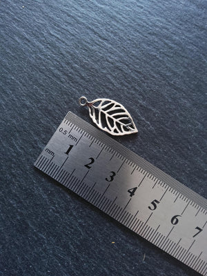 10 or 50 Leaf Charms Antique Silver Tone Alloy 23x13mm