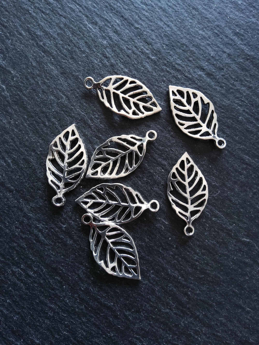 10 or 50 Leaf Charms Antique Silver Tone Alloy 23x13mm