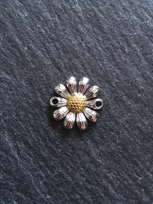 Stainless Steel Daisy Flower Connector Charm Silver & Gold 14.5x14x3mm