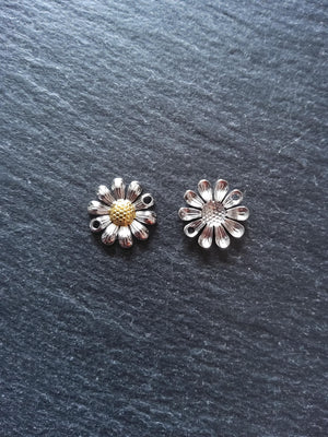 Stainless Steel Daisy Flower Connector Charm Silver & Gold 14.5x14x3mm