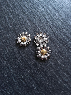 Stainless Steel Daisy Flower Connector Charm Silver & Gold 14.5x14x3mm