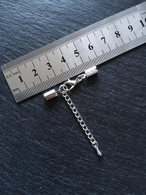 Silver Plated Crimp End Sets for 4mm to 4.5mm Round Cord - ContentedCatz