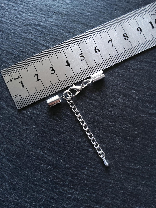 Silver Plated Crimp End Sets for 4mm to 4.5mm Round Cord - ContentedCatz