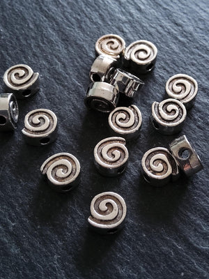 20 or 100 Spiral 8mm Silver Tone Metal Alloy Beads 8.5x8x4mm Hole: 2.3mm