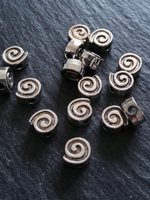 20 or 100 Spiral 8mm Silver Tone Metal Alloy Beads 8.5x8x4mm Hole: 2.3mm