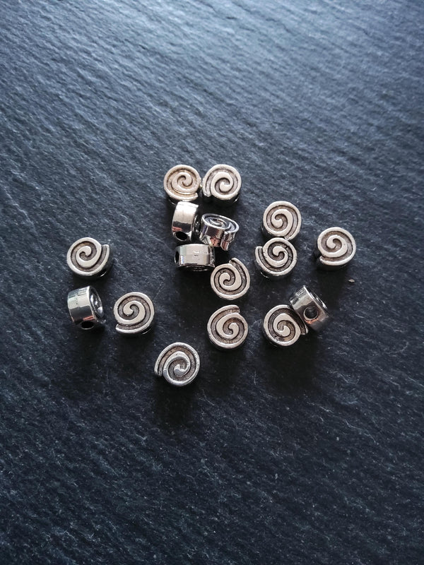 20 or 100 Spiral 8mm Silver Tone Metal Alloy Beads 8.5x8x4mm Hole: 2.3mm