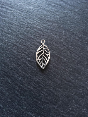 10 or 50 Leaf Charms Antique Silver Tone Alloy 23x13mm