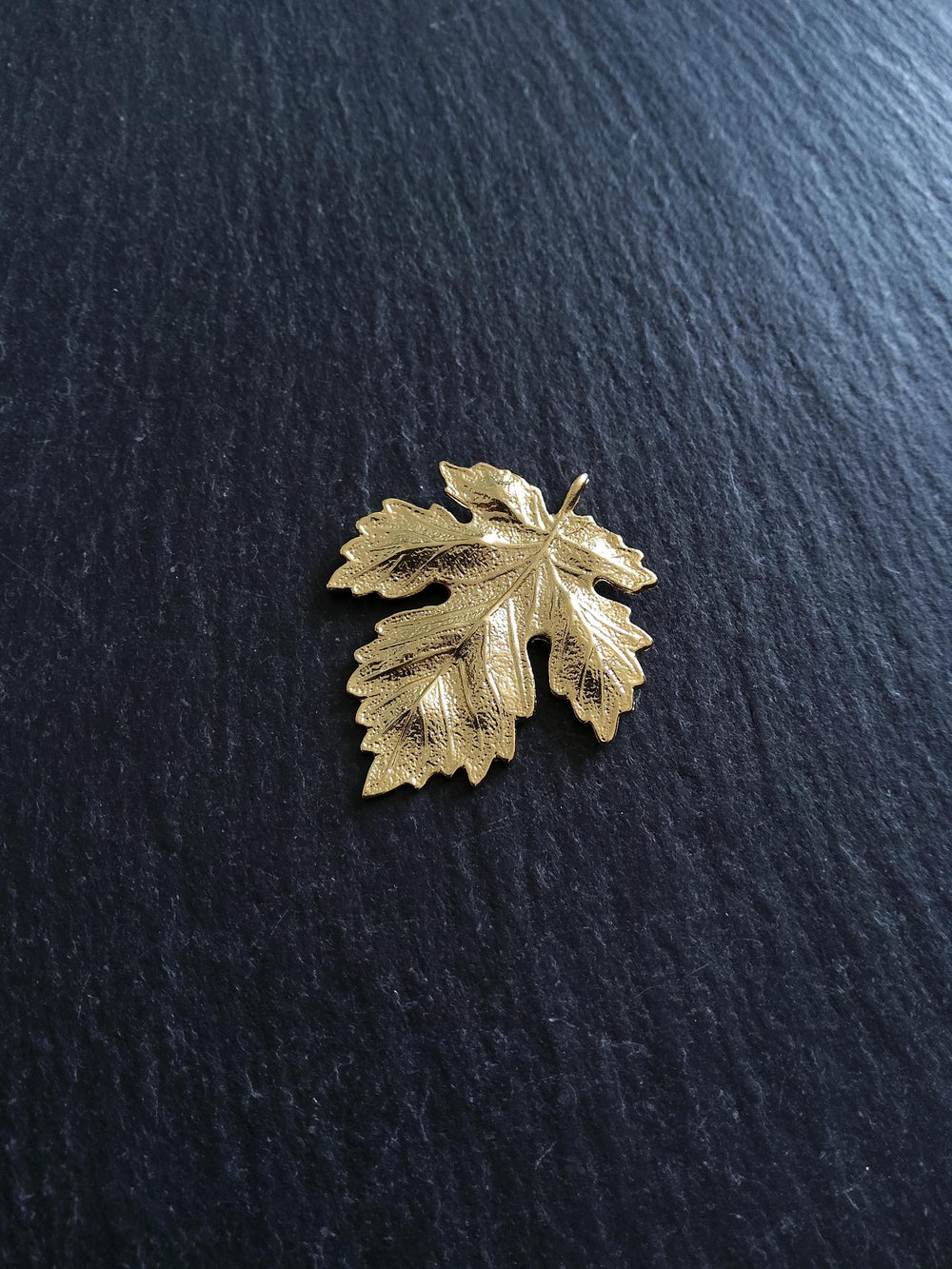 Real 18K Gold Plated Brass Maple Leaf Pendant 36x31x2mm