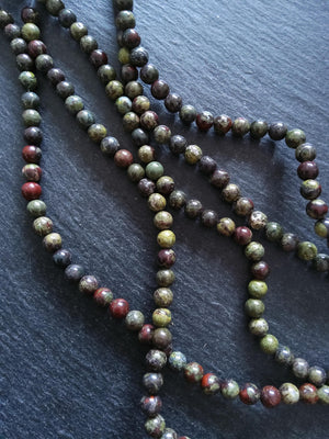 6.5mm Natural Dragons Blood Jasper Beads Green & Red Round Full 15.5 inch Strand