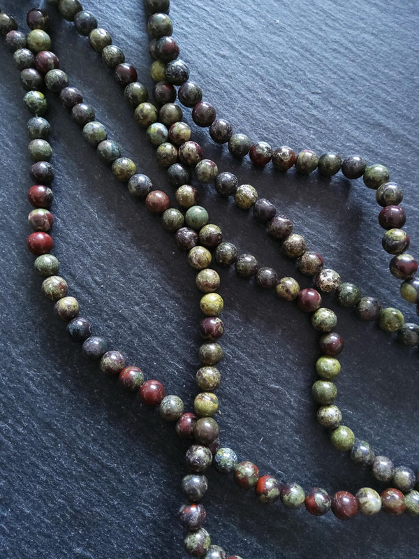 6.5mm Natural Dragons Blood Jasper Beads Green & Red Round Full 15.5 inch Strand