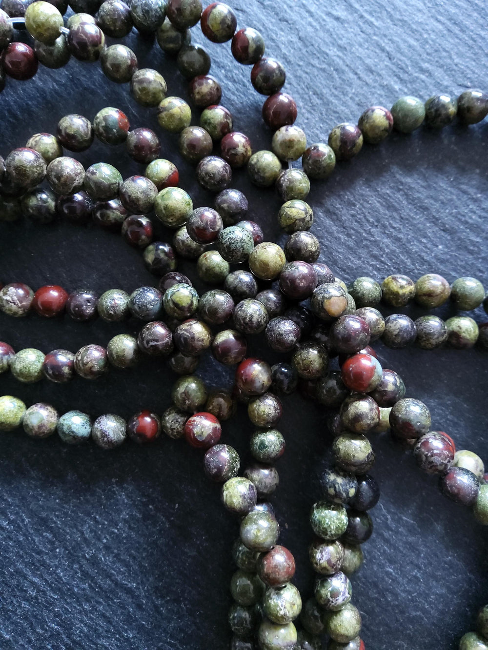 6.5mm Natural Dragons Blood Jasper Beads Green & Red Round Full 15.5 inch Strand