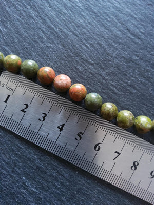 8.6mm Unakite Natural Undyed Green & Pink Round Polished Gemstone Beads Full 15 inch Strand Hole: 1mm