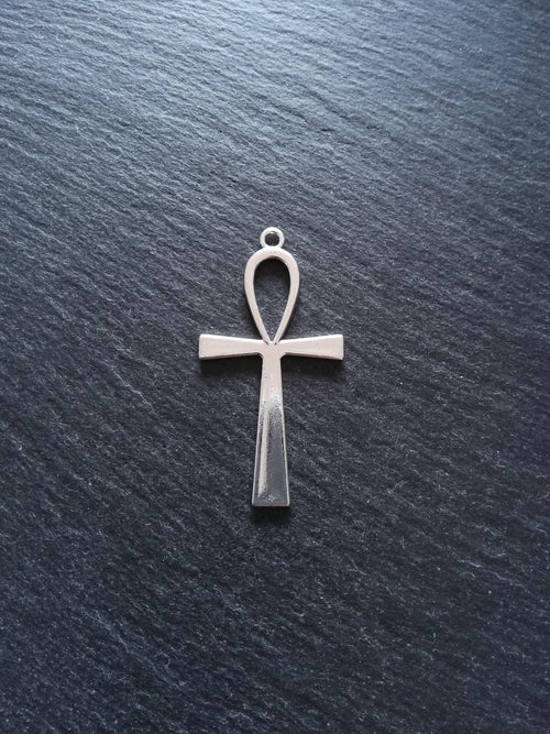 4 or 20 Ankh Pendants Large Plain Silver Tone Alloy Ancient Egyptian 54x28mm
