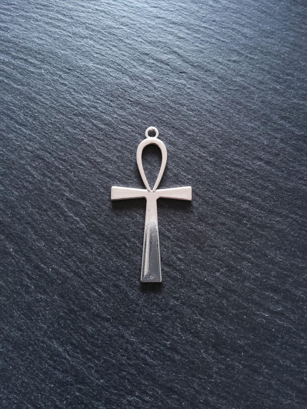 4 or 20 Ankh Pendants Large Plain Silver Tone Alloy Ancient Egyptian 54x28mm