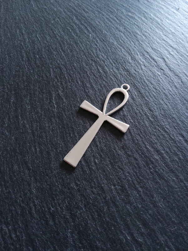 4 or 20 Ankh Pendants Large Plain Silver Tone Alloy Ancient Egyptian 54x28mm