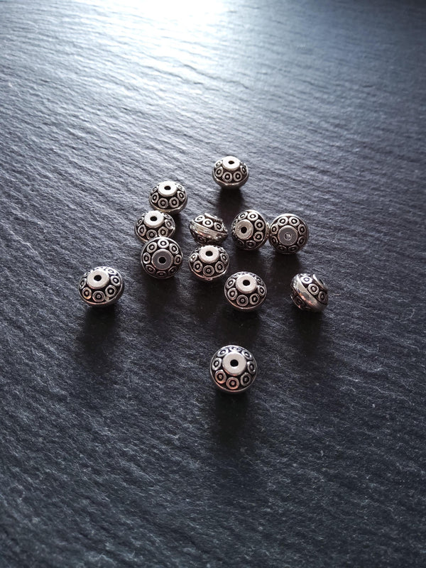 10 or 50 Antique Silver Tone 9mm Flying Saucer Shaped Spacer Beads 9x6.4mm. Hole: 1.2mm - ContentedCatz