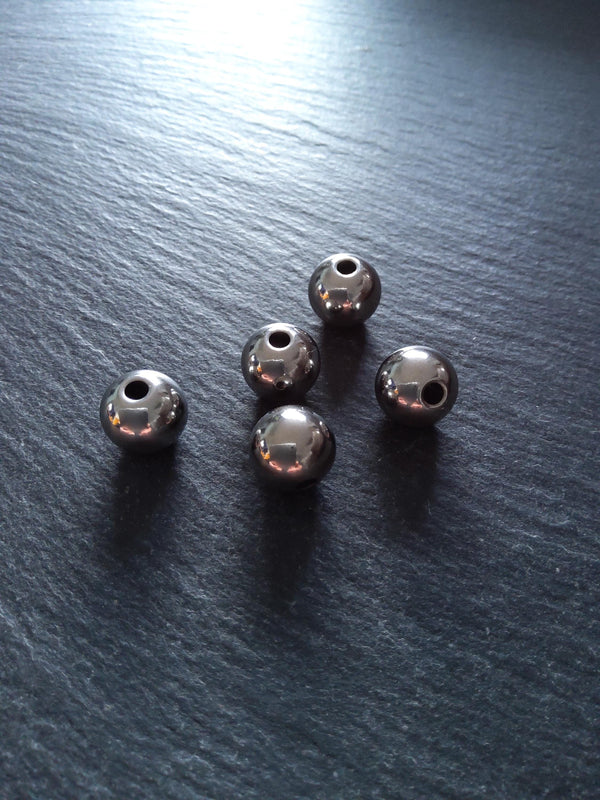 2 or 10 Stainless Steel 12mm Solid Round Spacer Beads Non-Tarnish Hole: 2mm