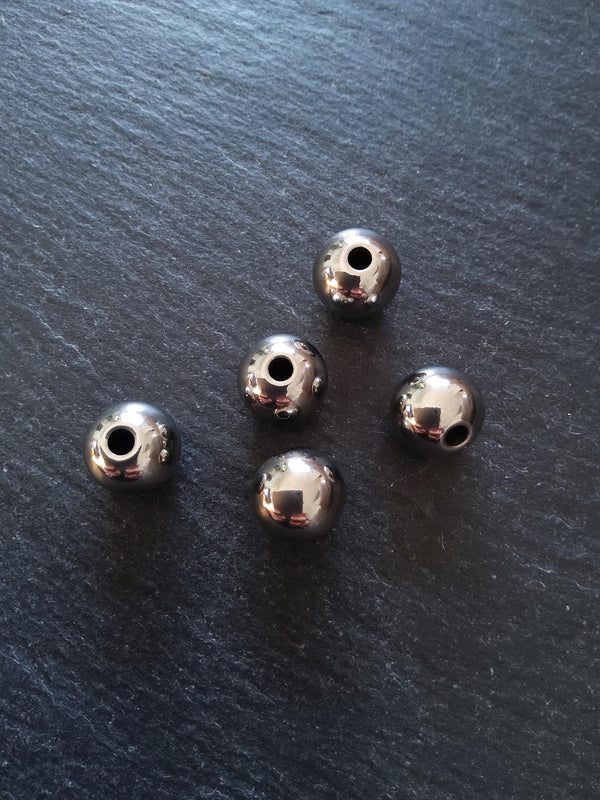 2 or 10 Stainless Steel 12mm Solid Round Spacer Beads Non-Tarnish Hole: 2mm