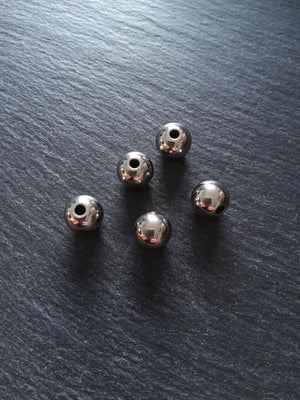 2 or 10 Stainless Steel 12mm Solid Round Spacer Beads Non-Tarnish Hole: 2mm
