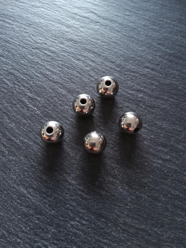 2 or 10 Stainless Steel 12mm Solid Round Spacer Beads Non-Tarnish Hole: 2mm