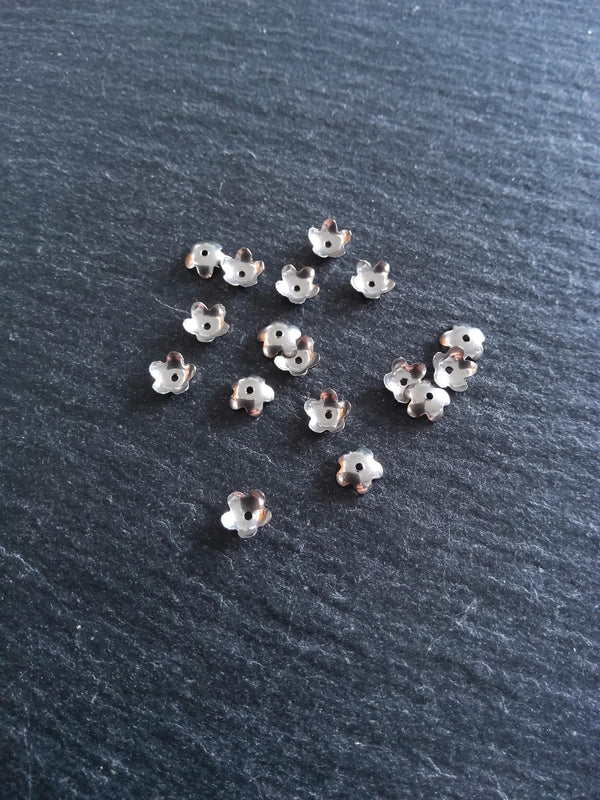20 or 100 Stainless Steel 6mm Flower Bead Caps 6x1.8mm - ContentedCatz