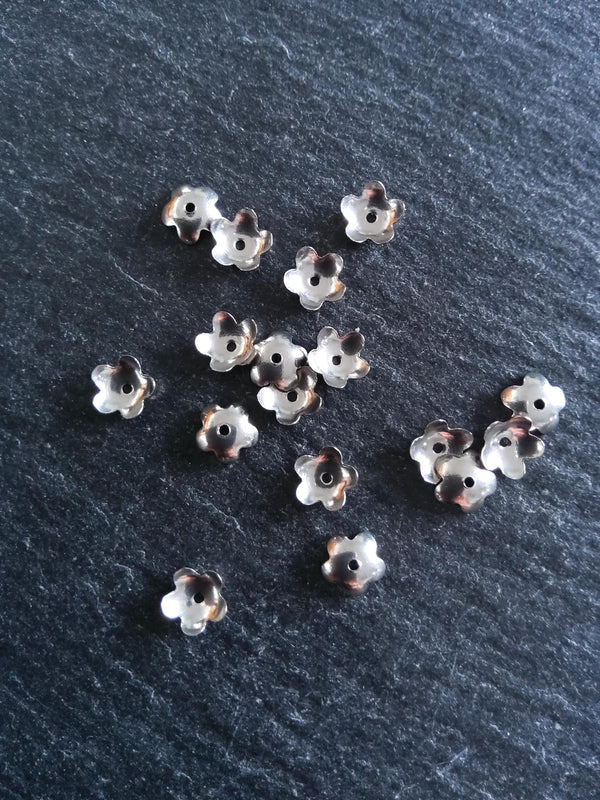 20 or 100 Stainless Steel 6mm Flower Bead Caps 6x1.8mm - ContentedCatz
