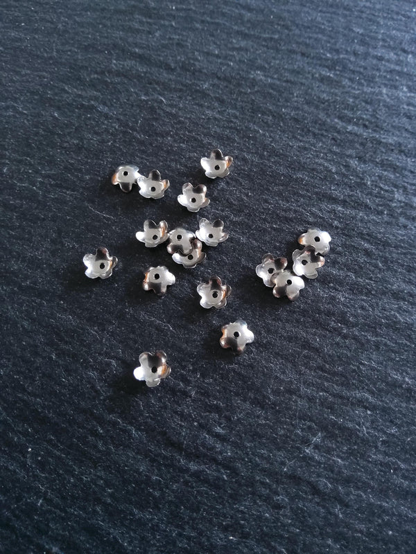 20 or 100 Stainless Steel 6mm Flower Bead Caps 6x1.8mm - ContentedCatz