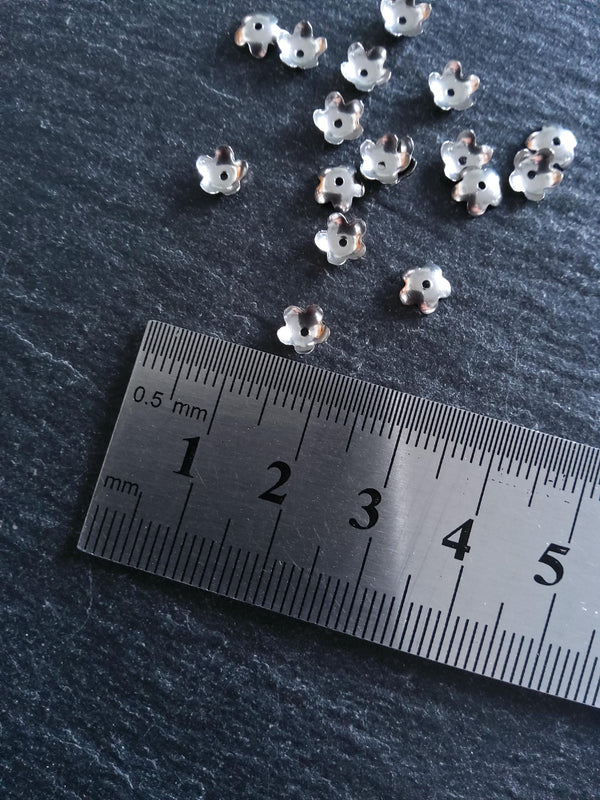 20 or 100 Stainless Steel 6mm Flower Bead Caps 6x1.8mm - ContentedCatz