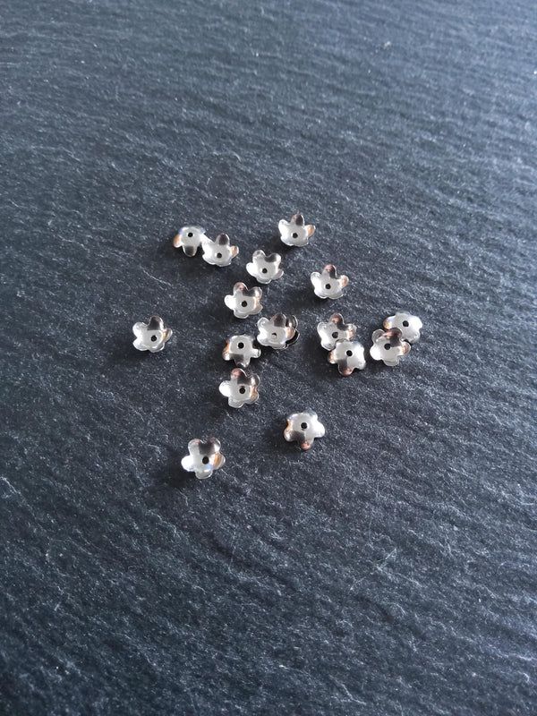 20 or 100 Stainless Steel 6mm Flower Bead Caps 6x1.8mm - ContentedCatz